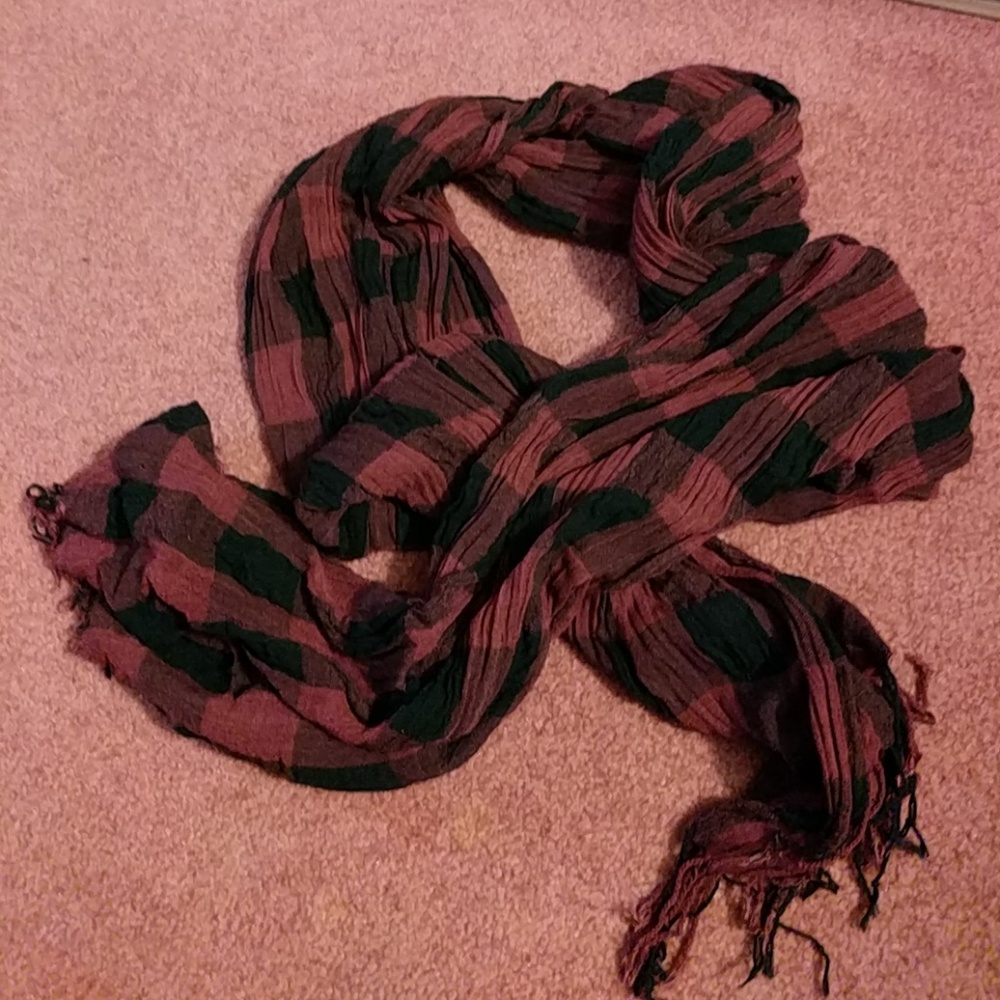 Burgundy plaid scarf